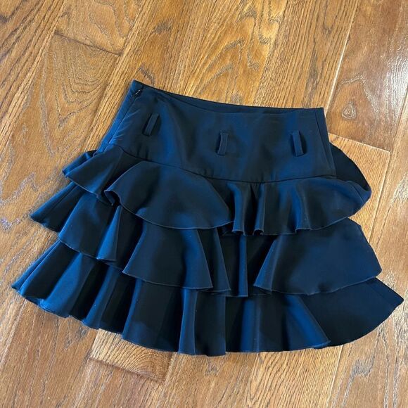 Express Design Studio black tiered mini skirt size 00 - Picture 4 of 8